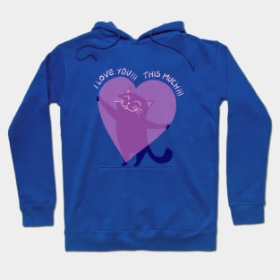 Cute blue cat holding a big pink heart - version 3 Hoodie